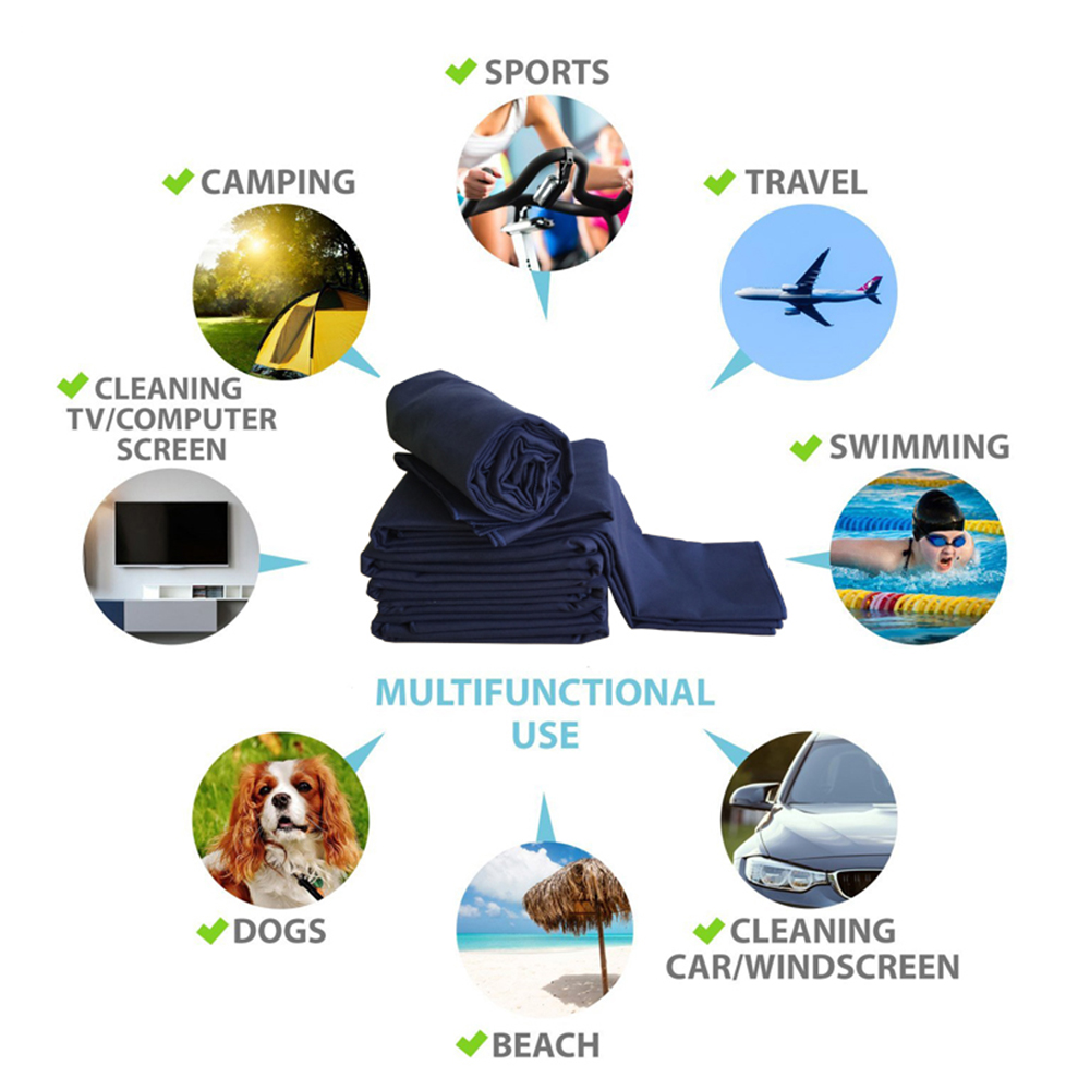 Dark Blue Microfiber Quick Drying Towels